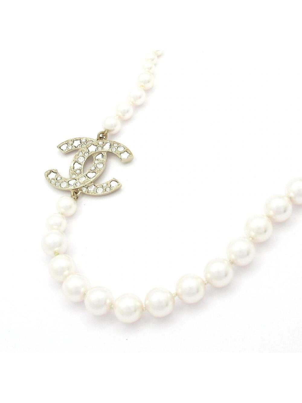 Chanel Cream Gold Clear Faux Pearl #343294C17B